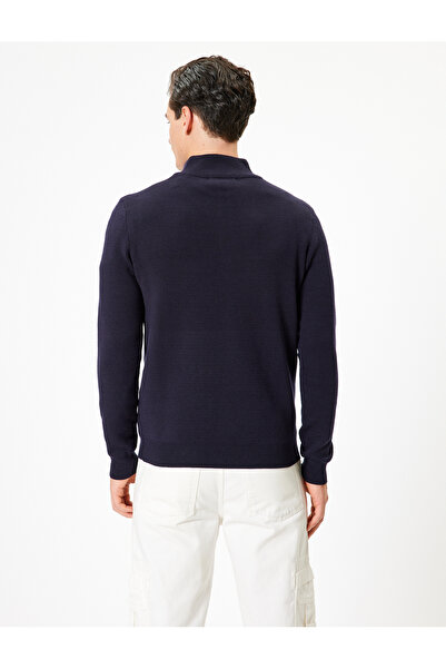 Koton Basic-Strickpullover – halber Reißverschluss, lange Ärmel