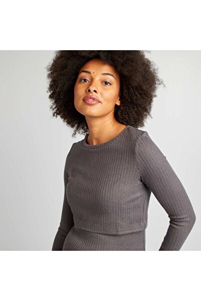 KIABI Ribbed nursing dress GREY