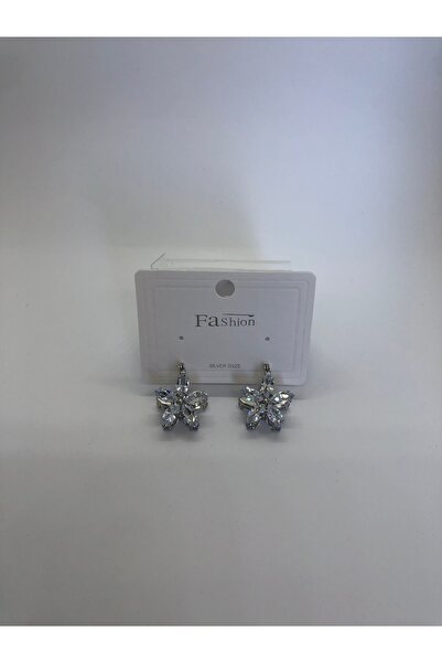 KOLYEM Cress Çiçek Model Parıltılı Küpe Silvers925