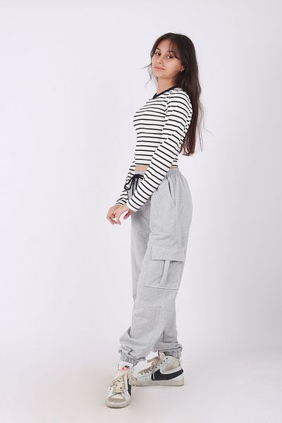 han elegant Cargo Pocket Sweatpants and Crops Girls Set