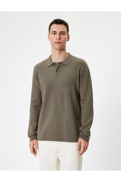 Koton Knitwear Polo Neck Sweater - Long Sleeve and Buttons