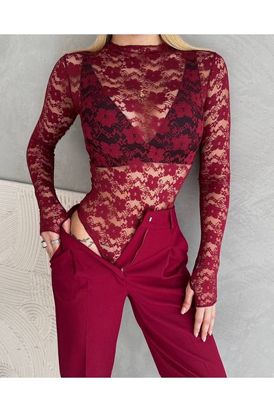 D'RECCY Women's Transparent Lace Bluz