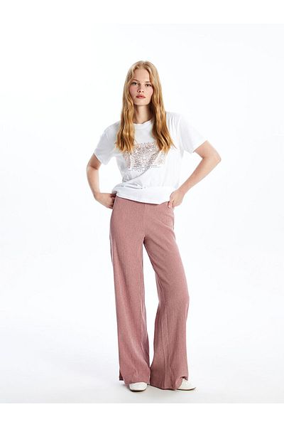LC Waikiki Γυναικείο παντελόνι LCW Vision Pink Skinny Fit με υφή