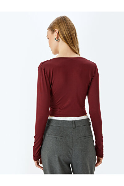 Koton Long Sleeve Degaje Neck Slim Fit T-Shirt