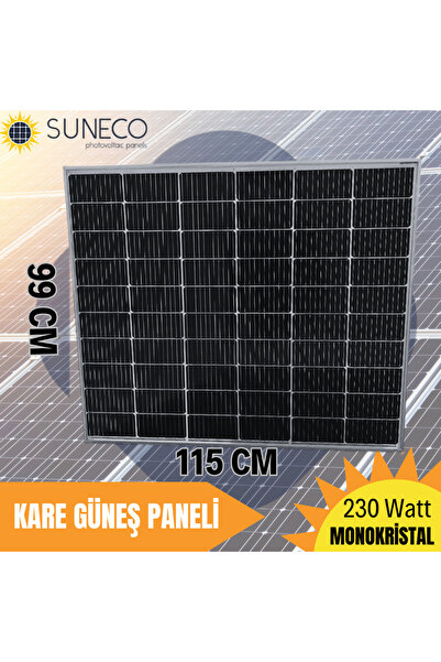 Suneco 230w Watt Half-cut Monokristal Solar Kare Güneş Paneli A Sınıf Karavan 205 W