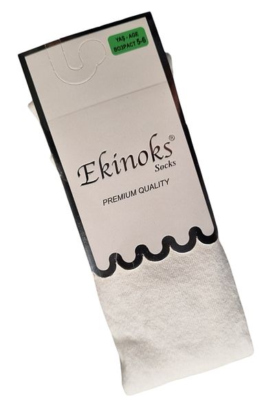 Ekinoks Girl's Plain Combed Cream Pantyhose