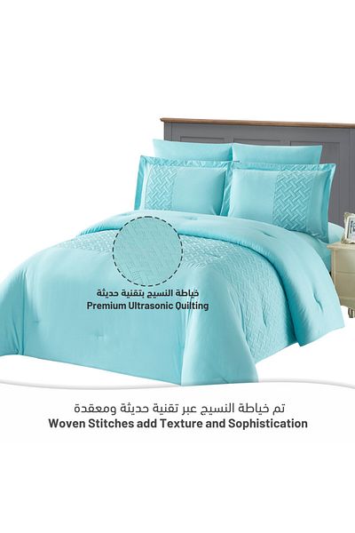 Donetella 4- Piece Solid Comforter Set Queen Size PInsonic Patch 200x230 cm 350 GSM Filling
