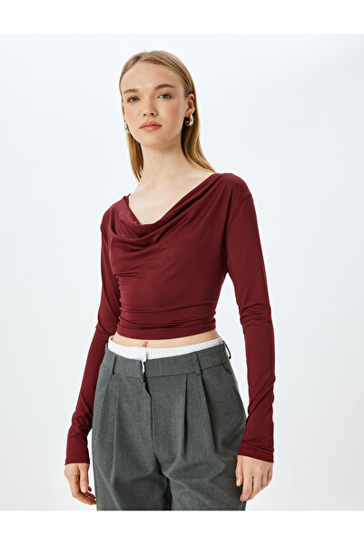 Koton Long Sleeve Degaje Neck Slim Fit T-Shirt