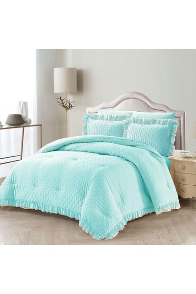 Donetella 6-Pcs King Size Ruffled Comforter 260x 240 cm With 350 GSM Filling