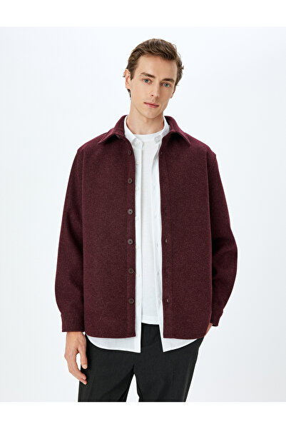 Koton Regular Fit Buttoned Viscose Blend Long Sleeve Stamp Shirt Jacket