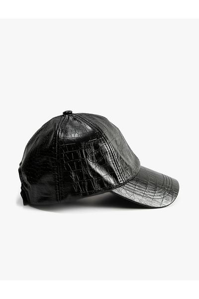 Koton Leather Look Textured Cap Hat