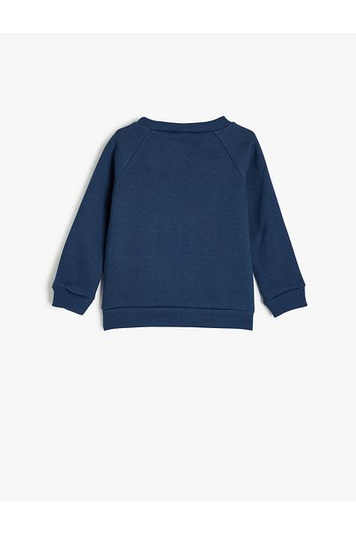 Koton Printed Long Sleeve Crew Neck Cotton Raised Sweatshirt