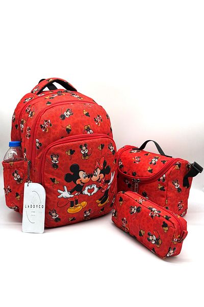 Bevitton Girl's Primary School Bag Character Printed Orthopedics Set of 3 Red Primary School Bag