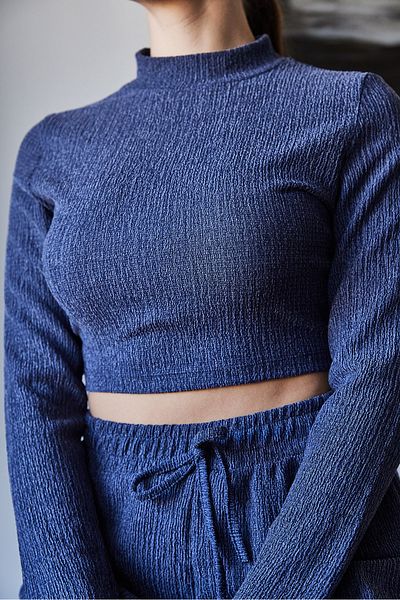 Bianco Lucci Γυναικεία Crop μπλούζα και ελαστικό παντελόνι μέσης στο κάτω μέρος 415 60261089