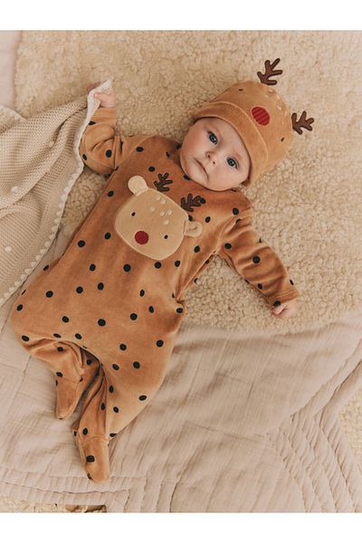 Next Baby بذلة عيد الميلاد من القطن العضوي بنسبة 100% بنمط الرنة ALYN77808