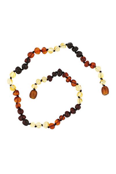 fermershop Drop and Amber Patterned Baby Teeth Necklace