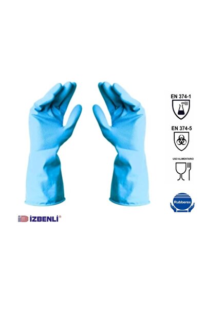 RUBBEREX قفازات التنظيف والأطباق المقاومة للمواد الكيميائية (مقاس M)