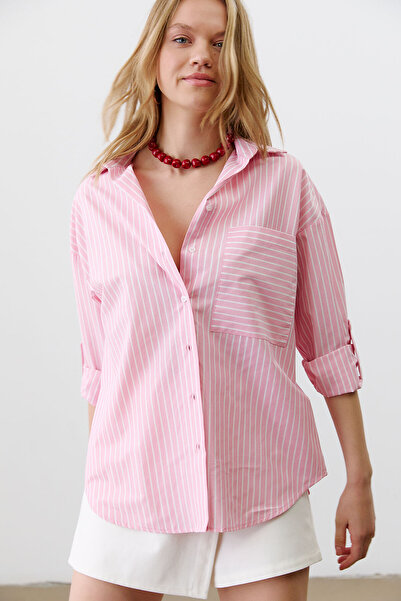 urban focus Çizgili Oversize Gömlek