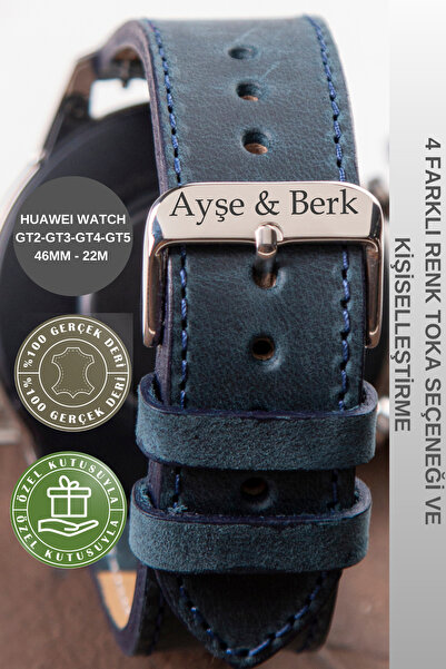 vagave حزام ساعة هواوي الجلدي GT2-GT5 Pro مقاس 46 ملم - 22 ملم