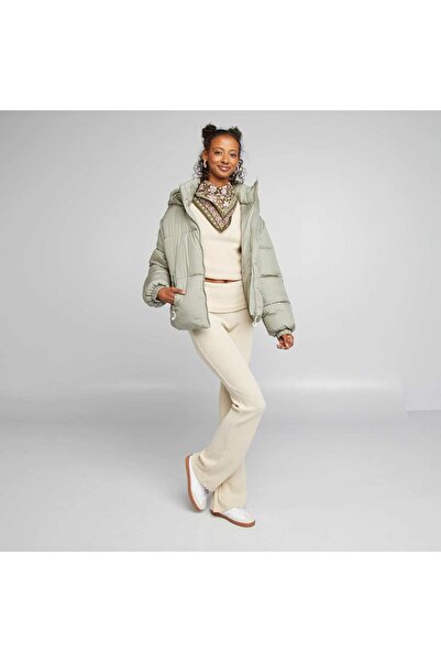 KIABI سترة مبطنة منفوخة بأكمام قابلة للفصل وغطاء للرأس باللون الأخضر