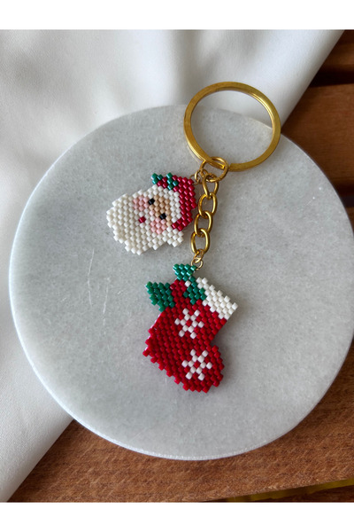 BUNİTA DESİGN سانتا كلوز تصميم مزدوج ميوكو ملحق هدية السنة الجديدة سلسلة المفاتيح