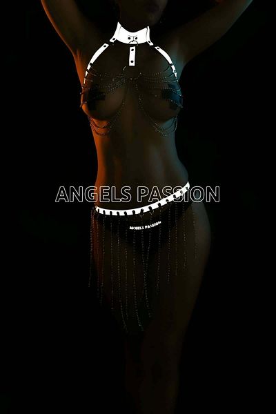 Angels Passion Κομψό σετ λουριών φούστας με συνδυασμό αλυσίδας και ανακλαστήρα