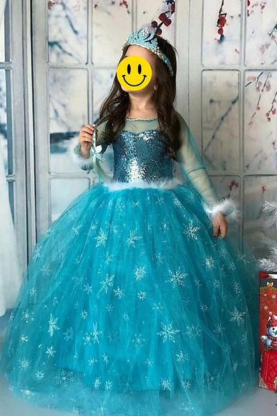 Nero Costum albastru cu mânecă lungă Frozen Elsa pentru fetiță