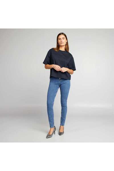 KIABI بنطال جينز سكيني عالي الخصر باللون الأزرق