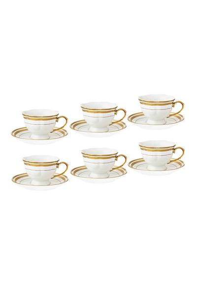 Dania Porcelain tea cup set, 12 pieces, 6 cups + 6 saucers