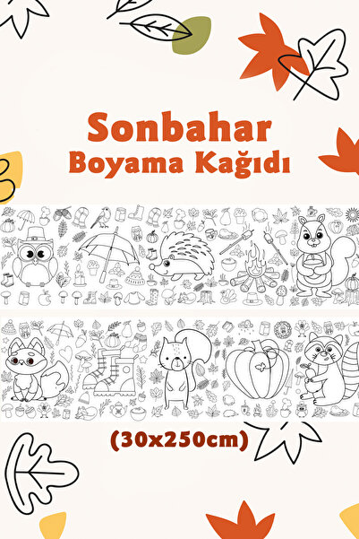 BiWini Sonbahar Temalı Dev Boyama Kağıdı 2,5 Metre Rulo Boyama Kağıdı - Çocuk...