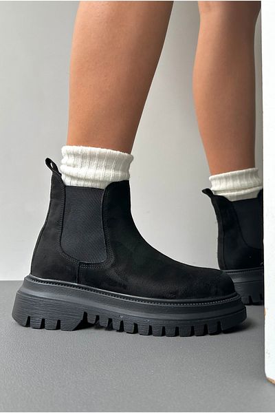 Mupa Shoes Μαύρα σουέντ γυναικείες μπότες