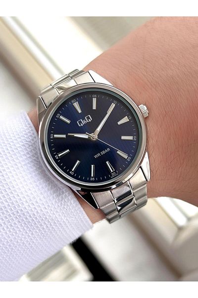 Q&Q 3 Atm Water Resistant Men's Wristwatch - Steel Band, Calendar Dial, 2 Years Warranty Eq.Z94.212Y