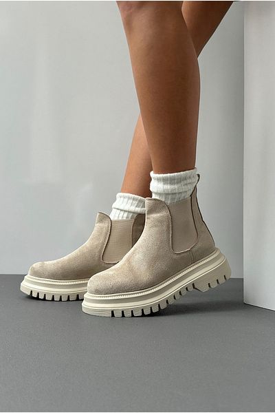 Mupa Shoes Γυναικείες Μπότες Μπεζ Suede