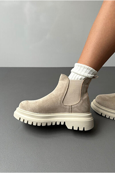 Mupa Shoes Γυναικείες Μπότες Μπεζ Suede