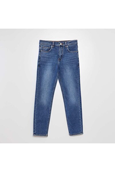 KIABI بنطال جينز بقصّة Slim-fit مع خصر قابل للتعديل باللون الأزرق