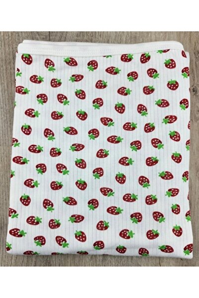 anne dokunuşu gibi KUZUM BEBE Ribbed Single Layer Strawberry Patterned Baby Swaddle Blanket