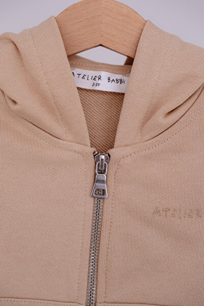 Atelier Babbi 100% Cotton Zip Hoodie - Beige