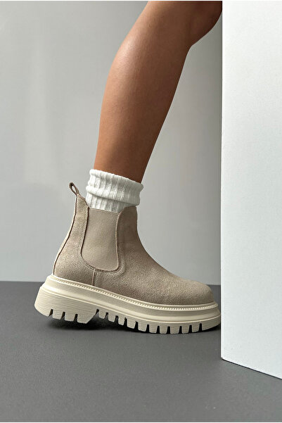 Mupa Shoes Γυναικείες Μπότες Μπεζ Suede