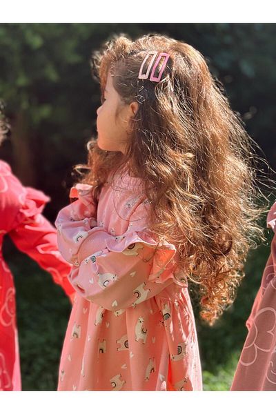 OZZY KİDS Ozzy Kids Girl's Lama Print Winter Dress