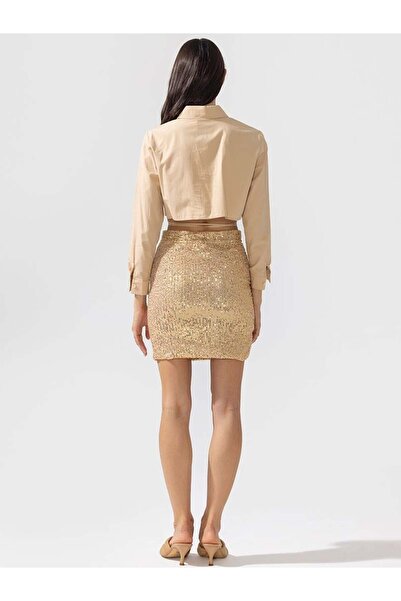 RİVUS Belt Tied Cotton Shirt - Beige