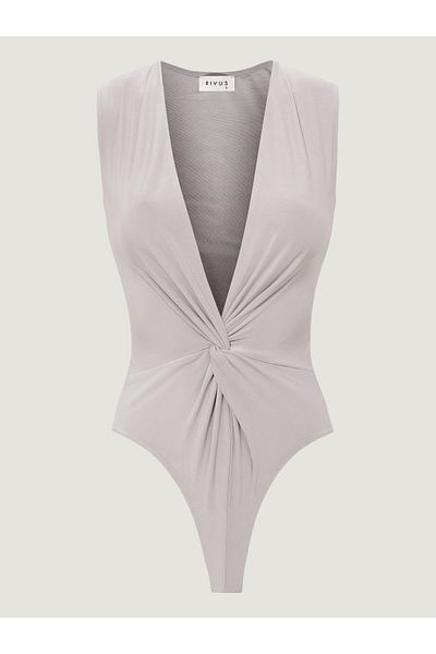 RİVUS Gray Iconic Body - Sleeveless with Twist Detail on the Front