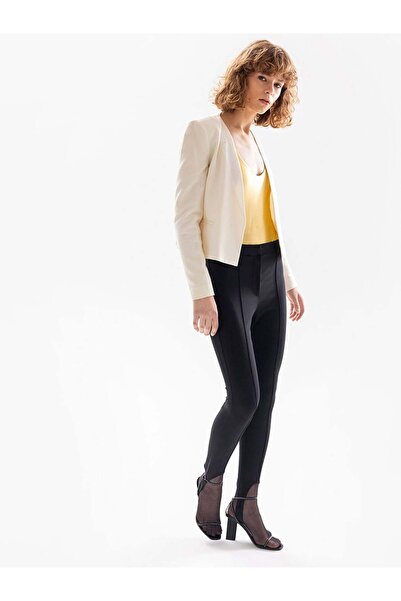 RİVUS Satin Collar Garni Detailed Short Jacket - Ecru