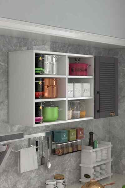 Kenzlife Hazır Mutfak Dolabı Nane60 Gri Mod2 60*120*32 Mebran Kapak Suntalam Gövde