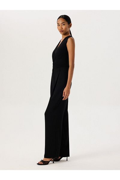 RİVUS Wide Leg Crepe Trousers - Black