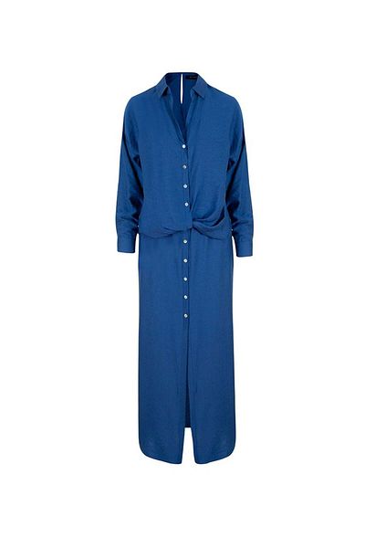 RİVUS Rochie cămașă iconică căptușită cu nasturi în față - Indigo
