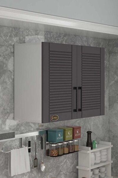 Kenzlife Hazır Mutfak Dolabı Kıvırcık60 Gri Mod2 60*080*32 Mebran Kapak Sunta...