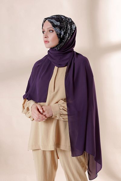 Differenza Σάλι κρεπ με παγιέτες Plum Cloud