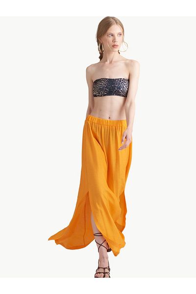 RİVUS Yellow Midi Skirt - Slit and Relaxed Fit