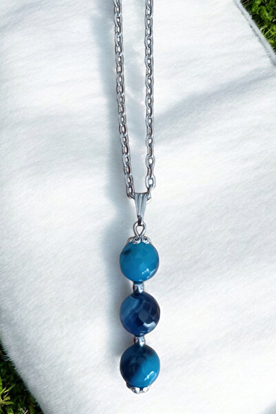 MGA DOĞAL TAŞ فستان هدية من العقيق الأزرق - سلسلة نسائية من الحجر الطبيعي مقا...