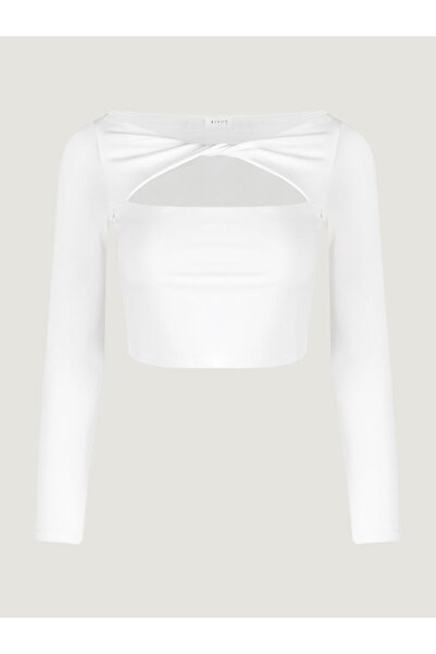 RİVUS Cut Out Detailed Long Sleeve Bodysuit - Ecru